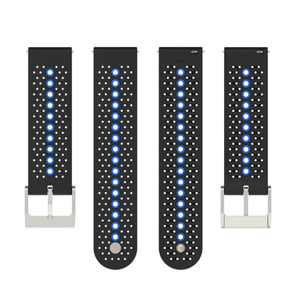 22mm Universal Colorful Hole Silicone Watch Band(Black Blue) by buy2fix