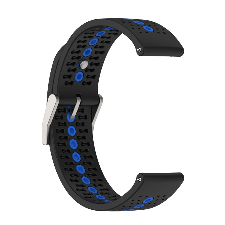 22mm Universal Colorful Hole Silicone Watch Band(Black Blue) by buy2fix