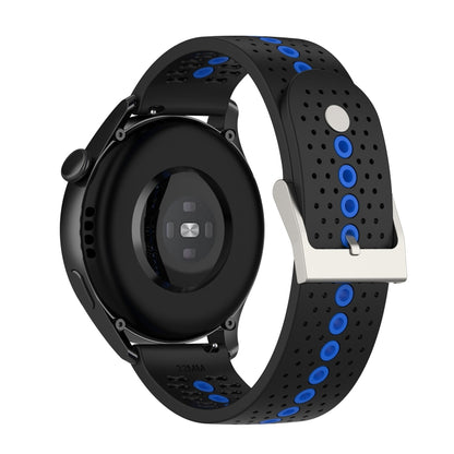 22mm Universal Colorful Hole Silicone Watch Band(Black Blue) by buy2fix