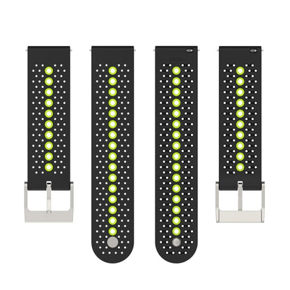 22mm Universal Colorful Hole Silicone Watch Band(Black Lime Green) by buy2fix