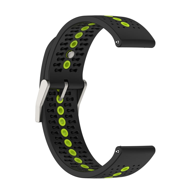 22mm Universal Colorful Hole Silicone Watch Band(Black Lime Green) by buy2fix