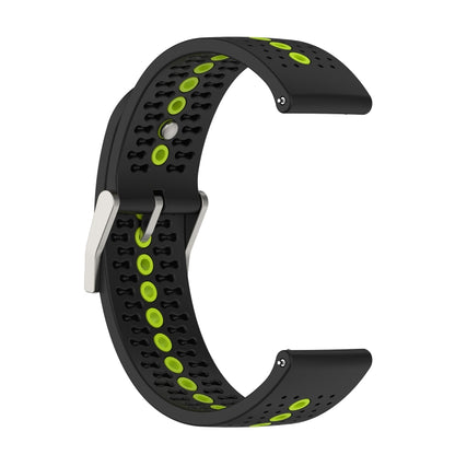 22mm Universal Colorful Hole Silicone Watch Band(Black Lime Green) by buy2fix