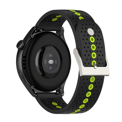 22mm Universal Colorful Hole Silicone Watch Band(Black Lime Green) by buy2fix