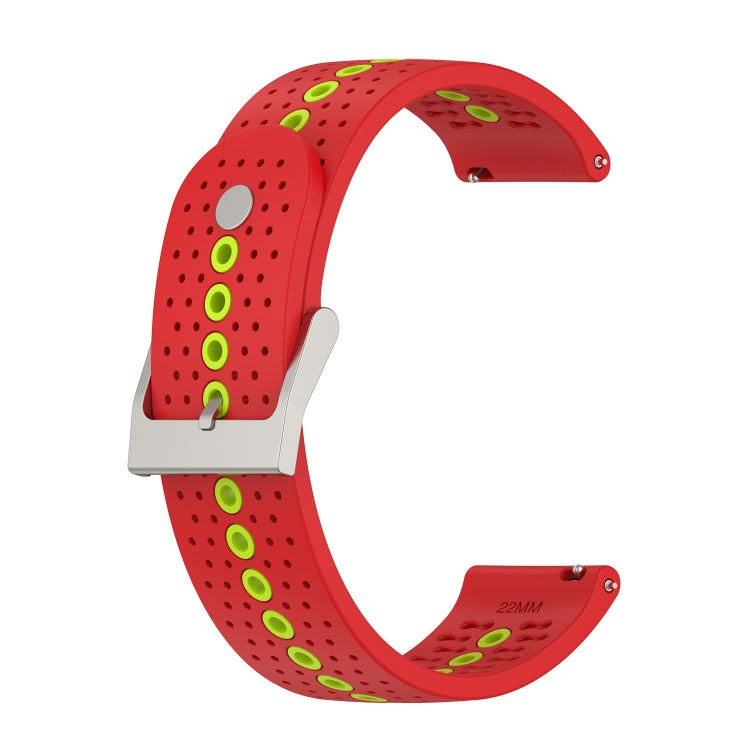 22mm Universal Colorful Hole Silicone Watch Band(Red Green) by buy2fix
