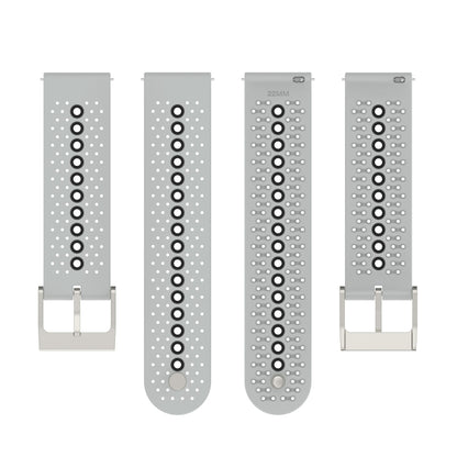 22mm Universal Colorful Hole Silicone Watch Band(Grey Black) by buy2fix