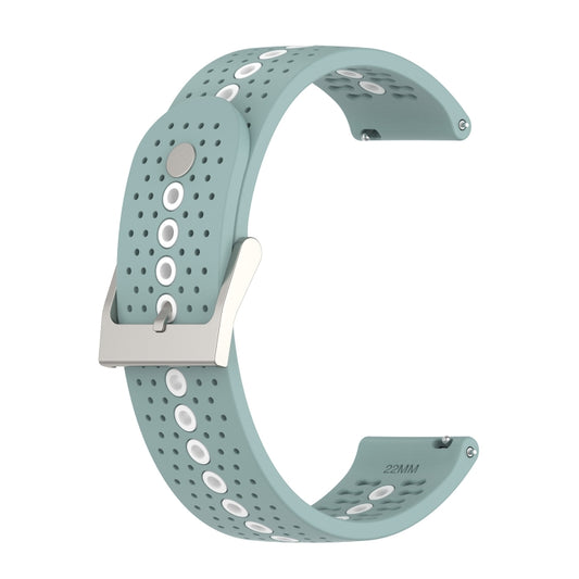 22mm Universal Colorful Hole Silicone Watch Band(Rock Cyan White) by buy2fix
