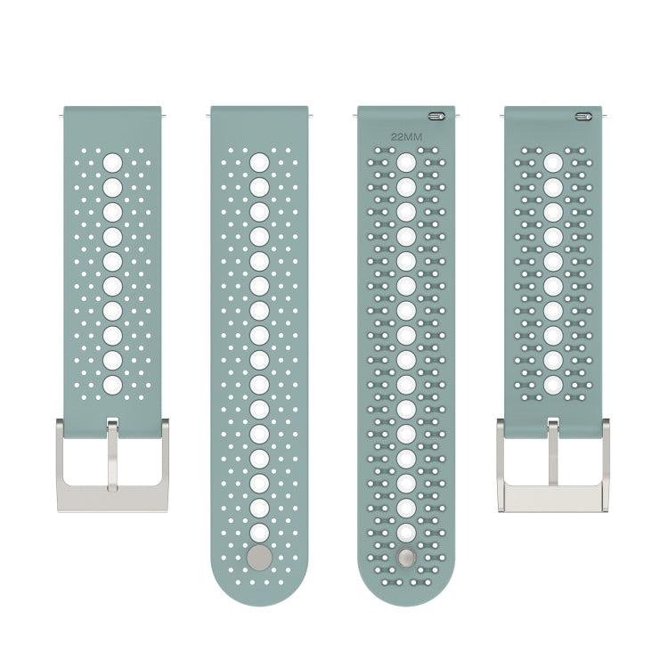 22mm Universal Colorful Hole Silicone Watch Band(Rock Cyan White) by buy2fix