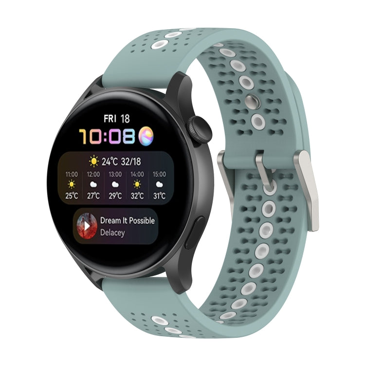 22mm Universal Colorful Hole Silicone Watch Band(Rock Cyan White) by buy2fix