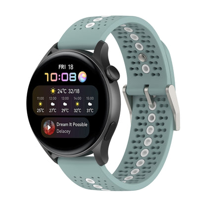 22mm Universal Colorful Hole Silicone Watch Band(Rock Cyan White) by buy2fix