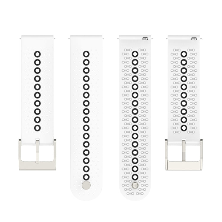 20mm Universal Colorful Hole Silicone Watch Band(White Black) by buy2fix