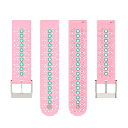 20mm Universal Colorful Hole Silicone Watch Band(Pink Mint Green) by buy2fix