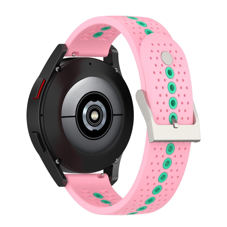 20mm Universal Colorful Hole Silicone Watch Band(Pink Mint Green) by buy2fix