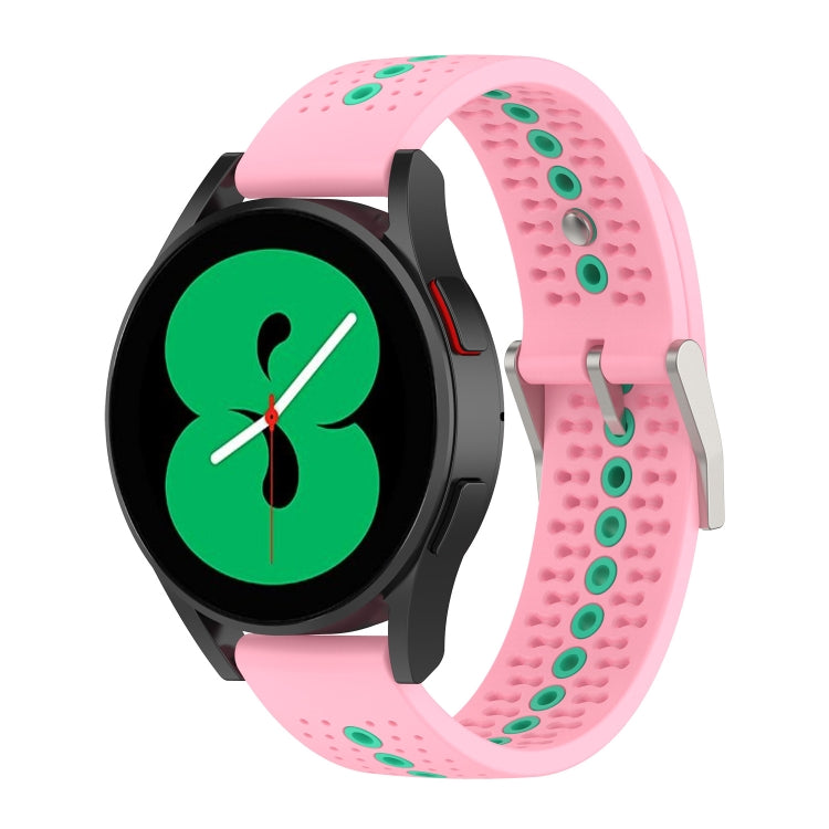 20mm Universal Colorful Hole Silicone Watch Band(Pink Mint Green) by buy2fix