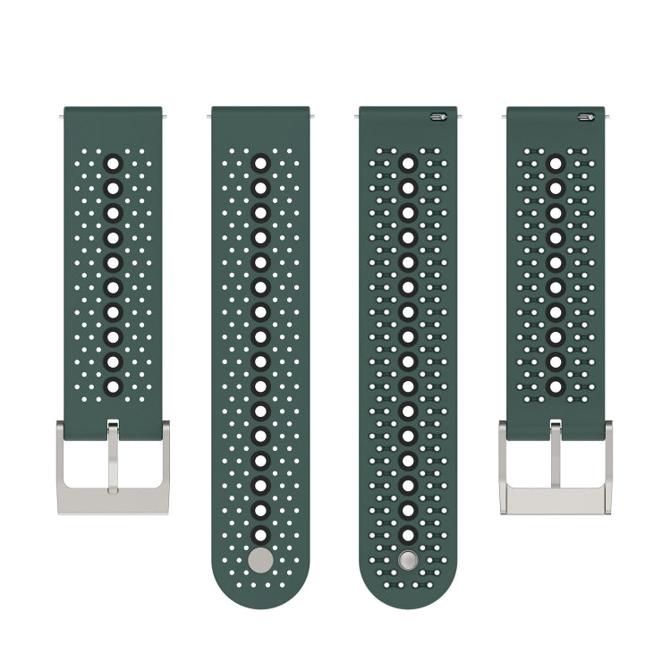 20mm Universal Colorful Hole Silicone Watch Band(Olive Green Black) by buy2fix