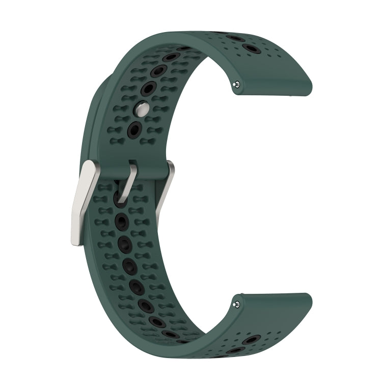 20mm Universal Colorful Hole Silicone Watch Band(Olive Green Black) by buy2fix