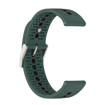 20mm Universal Colorful Hole Silicone Watch Band(Olive Green Black) by buy2fix