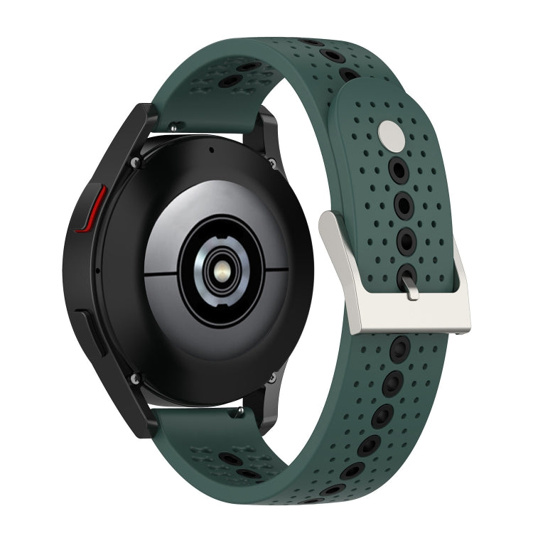 20mm Universal Colorful Hole Silicone Watch Band(Olive Green Black) by buy2fix