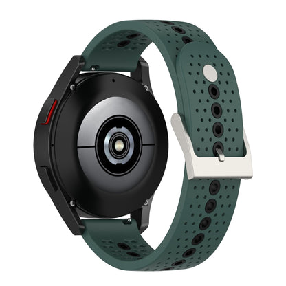 20mm Universal Colorful Hole Silicone Watch Band(Olive Green Black) by buy2fix