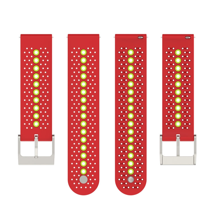20mm Universal Colorful Hole Silicone Watch Band(Red Green) by buy2fix