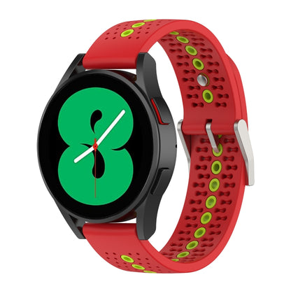 20mm Universal Colorful Hole Silicone Watch Band(Red Green) by buy2fix