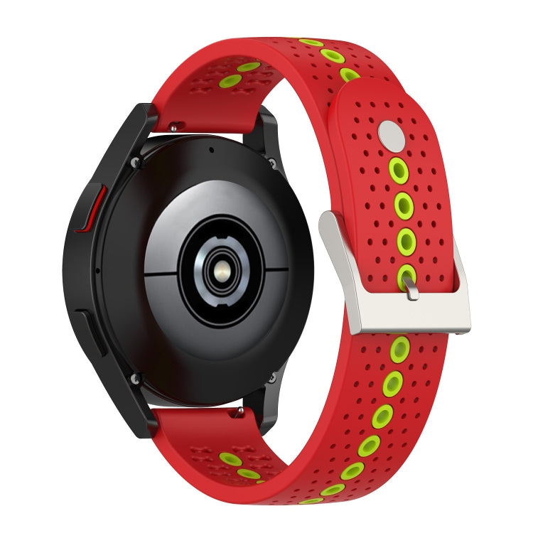 20mm Universal Colorful Hole Silicone Watch Band(Red Green) by buy2fix