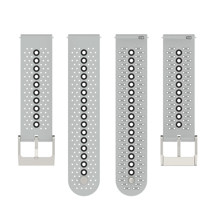20mm Universal Colorful Hole Silicone Watch Band(Grey Black) by buy2fix