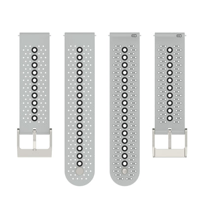 20mm Universal Colorful Hole Silicone Watch Band(Grey Black) by buy2fix