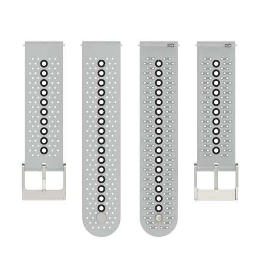20mm Universal Colorful Hole Silicone Watch Band(Grey Black) by buy2fix