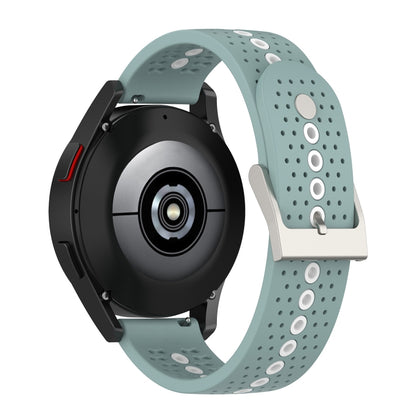 20mm Universal Colorful Hole Silicone Watch Band(Rock Cyan White) by buy2fix