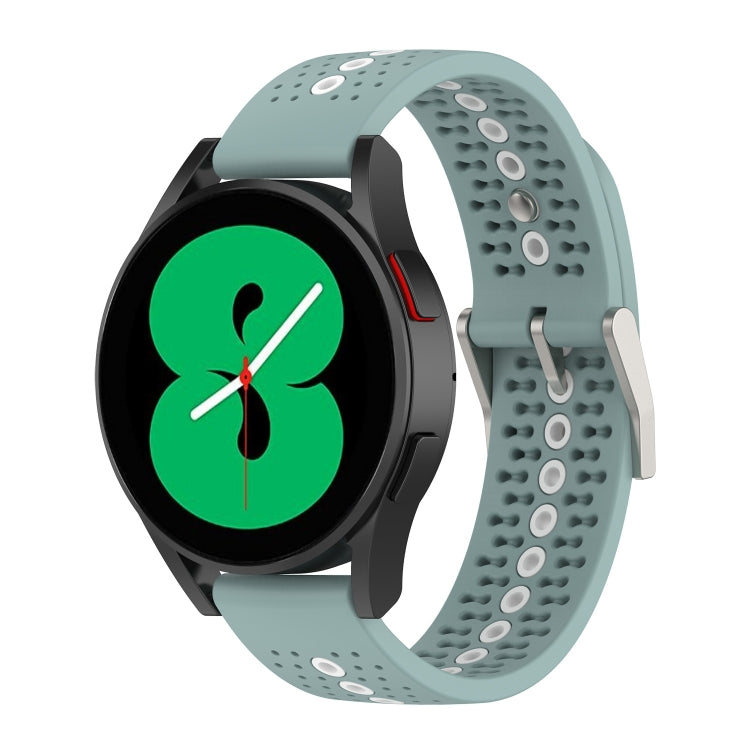 20mm Universal Colorful Hole Silicone Watch Band(Rock Cyan White) by buy2fix