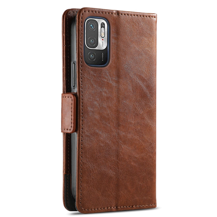 For Xiaomi Redmi Note 10 5G CaseNeo Business Splicing Dual Magnetic Buckle Horizontal Flip PU Leather Case with Holder & Card Slots & Wallet(Brown) - Xiaomi Cases by buy2fix | Online Shopping UK | buy2fix