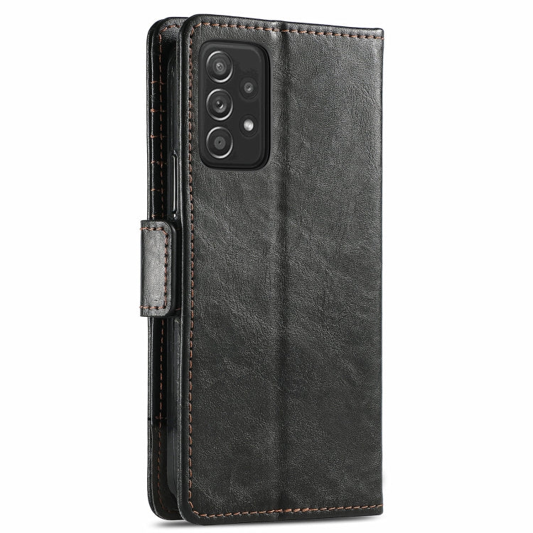 For Samsung Galaxy A52 5G CaseNeo Business Splicing Dual Magnetic Buckle Horizontal Flip PU Leather Case with Holder & Card Slots & Wallet(Black) by buy2fix