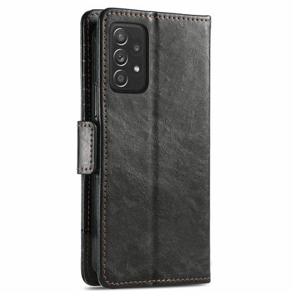 For Samsung Galaxy A52 5G CaseNeo Business Splicing Dual Magnetic Buckle Horizontal Flip PU Leather Case with Holder & Card Slots & Wallet(Black) by buy2fix