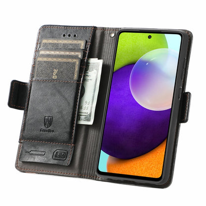 For Samsung Galaxy A52 5G CaseNeo Business Splicing Dual Magnetic Buckle Horizontal Flip PU Leather Case with Holder & Card Slots & Wallet(Black) by buy2fix