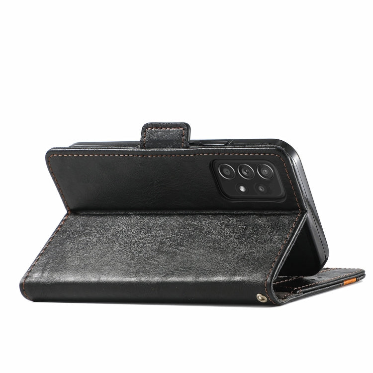 For Samsung Galaxy A52 5G CaseNeo Business Splicing Dual Magnetic Buckle Horizontal Flip PU Leather Case with Holder & Card Slots & Wallet(Black) by buy2fix