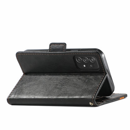 For Samsung Galaxy A52 5G CaseNeo Business Splicing Dual Magnetic Buckle Horizontal Flip PU Leather Case with Holder & Card Slots & Wallet(Black) by buy2fix