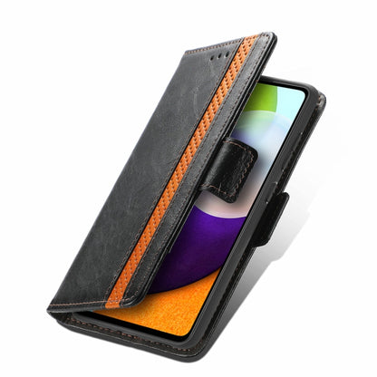 For Samsung Galaxy A52 5G CaseNeo Business Splicing Dual Magnetic Buckle Horizontal Flip PU Leather Case with Holder & Card Slots & Wallet(Black) by buy2fix