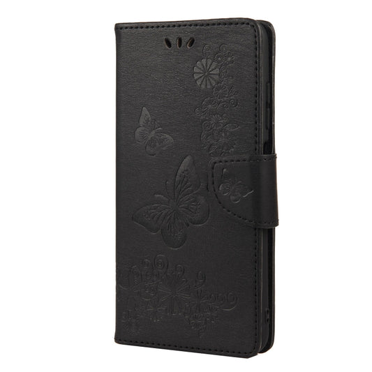 Vintage Embossed Floral Butterfly Pattern Horizontal Flip Leather Case with Card Slot & Holder & Wallet & Lanyard For Xiaomi Redmi 10(Black) - Xiaomi Cases by buy2fix | Online Shopping UK | buy2fix