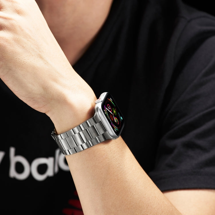 Ultra-thin Three-bead Metal Strap Watch Band For Apple Watch Series 9&8&7 41mm / SE 3&SE 2&6&SE&5&4 40mm / 3&2&1 38mm(Grey) by buy2fix