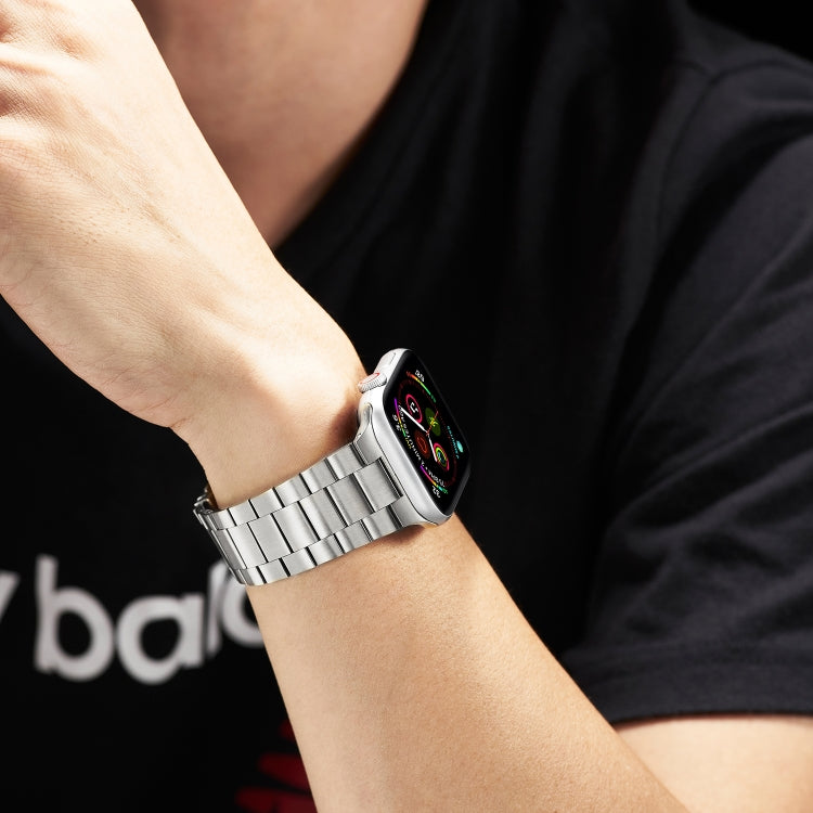 Ultra-thin Three-bead Metal Strap Watch Band For Apple Watch Ultra 49mm&Watch Ultra 2 49mm / Series 9&8&7 45mm / SE 3&SE 2&6&SE&5&4 44mm / 3&2&1 42mm(Silver) by buy2fix