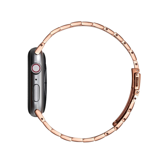 Ultra-thin Three-bead Metal Strap Watch Band For Apple Watch Ultra 49mm&Watch Ultra 2 49mm / Series 9&8&7 45mm / SE 3&SE 2&6&SE&5&4 44mm / 3&2&1 42mm(Rose Gold) by buy2fix
