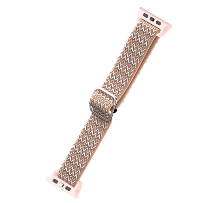 Adjustable Rhombic Texture Elastic Watch Band For Apple Watch Series 9&8&7 41mm / SE 3&SE 2&6&SE&5&4 40mm / 3&2&1 38mm(Pink) by buy2fix