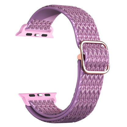 Adjustable Rhombic Texture Elastic Watch Band For Apple Watch Series 9&8&7 41mm / SE 3&SE 2&6&SE&5&4 40mm / 3&2&1 38mm(Purple) by buy2fix
