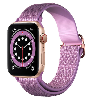 Adjustable Rhombic Texture Elastic Watch Band For Apple Watch Series 9&8&7 41mm / SE 3&SE 2&6&SE&5&4 40mm / 3&2&1 38mm(Purple) by buy2fix
