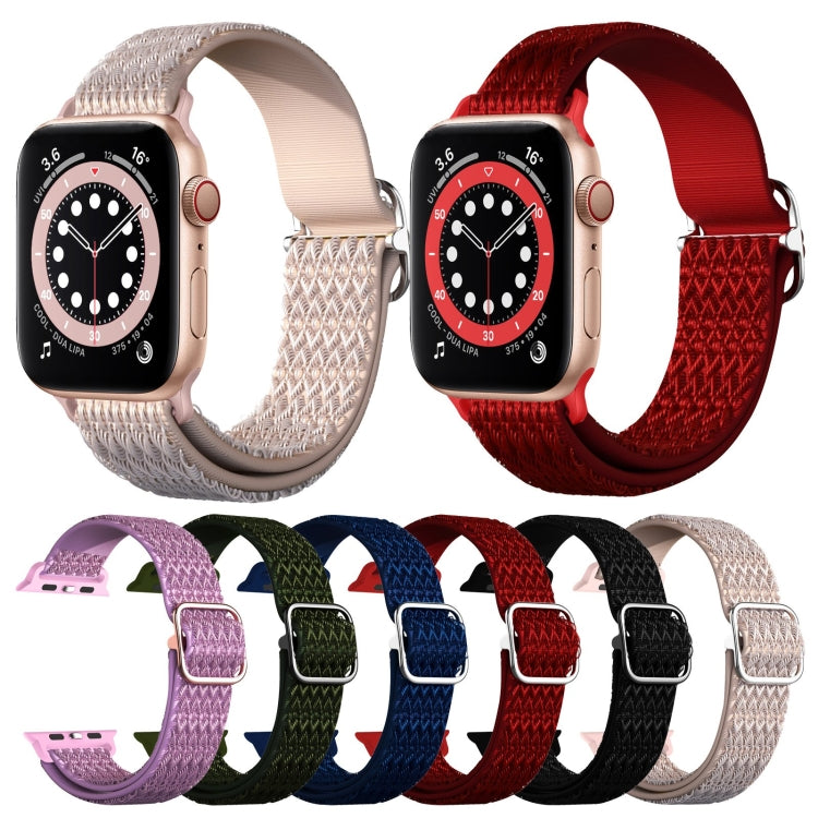 Adjustable Rhombic Texture Elastic Watch Band For Apple Watch Series 9&8&7 41mm / SE 3&SE 2&6&SE&5&4 40mm / 3&2&1 38mm(Purple) by buy2fix