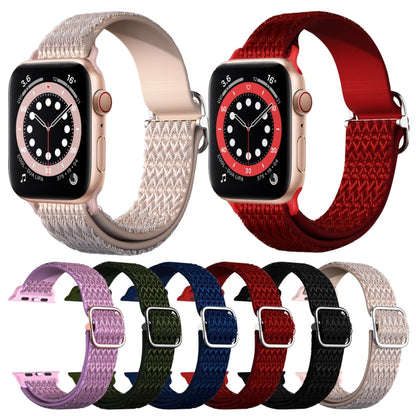 Adjustable Rhombic Texture Elastic Watch Band For Apple Watch Series 9&8&7 41mm / SE 3&SE 2&6&SE&5&4 40mm / 3&2&1 38mm(Purple) by buy2fix