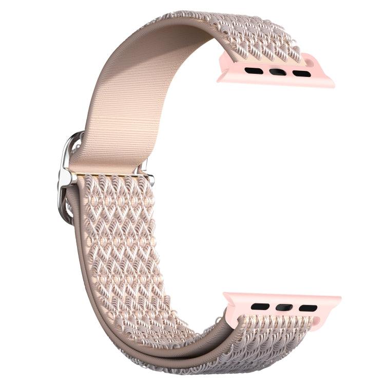 Adjustable Rhombic Texture Elastic Watch Band For Apple Watch Ultra 49mm&Watch Ultra 2 49mm / Series 9&8&7 45mm / SE 3&SE 2&6&SE&5&4 44mm / 3&2&1 42mm(Pink) by buy2fix