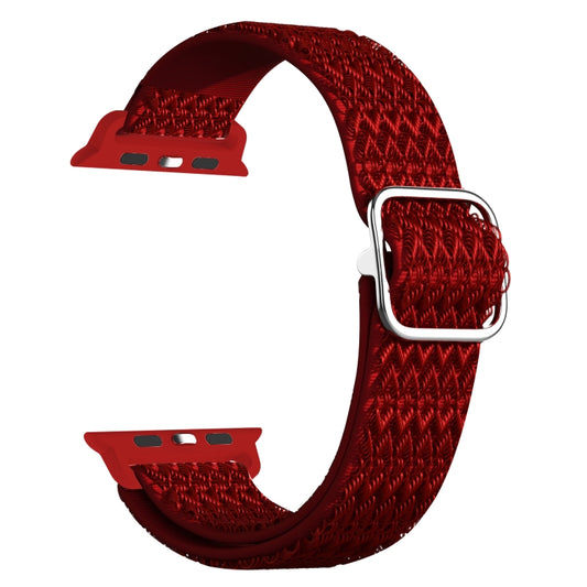 Adjustable Rhombic Texture Elastic Watch Band For Apple Watch Ultra 49mm&Watch Ultra 2 49mm / Series 9&8&7 45mm / SE 3&SE 2&6&SE&5&4 44mm / 3&2&1 42mm(Red) by buy2fix