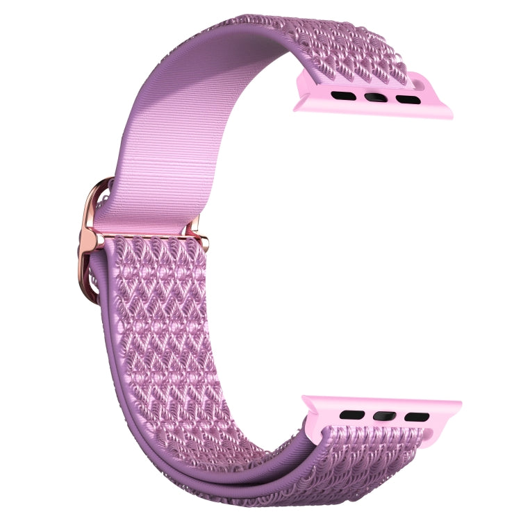 Adjustable Rhombic Texture Elastic Watch Band For Apple Watch Ultra 49mm&Watch Ultra 2 49mm / Series 9&8&7 45mm / SE 3&SE 2&6&SE&5&4 44mm / 3&2&1 42mm(Purple) by buy2fix