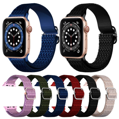 Adjustable Rhombic Texture Elastic Watch Band For Apple Watch Ultra 49mm&Watch Ultra 2 49mm / Series 9&8&7 45mm / SE 3&SE 2&6&SE&5&4 44mm / 3&2&1 42mm(Purple) by buy2fix
